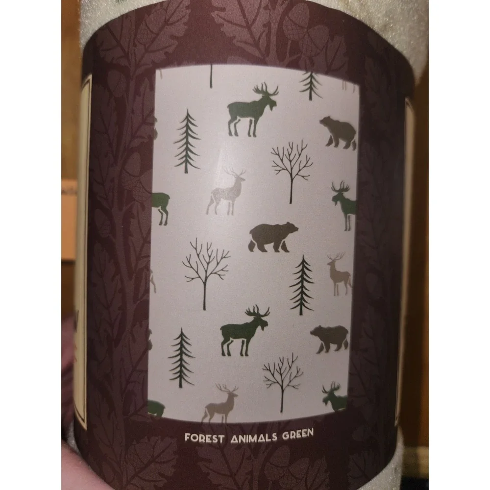 Pine Creek Fleece Throw Blanket 46 x 63 Forest Animals-Green‎ Christmas New